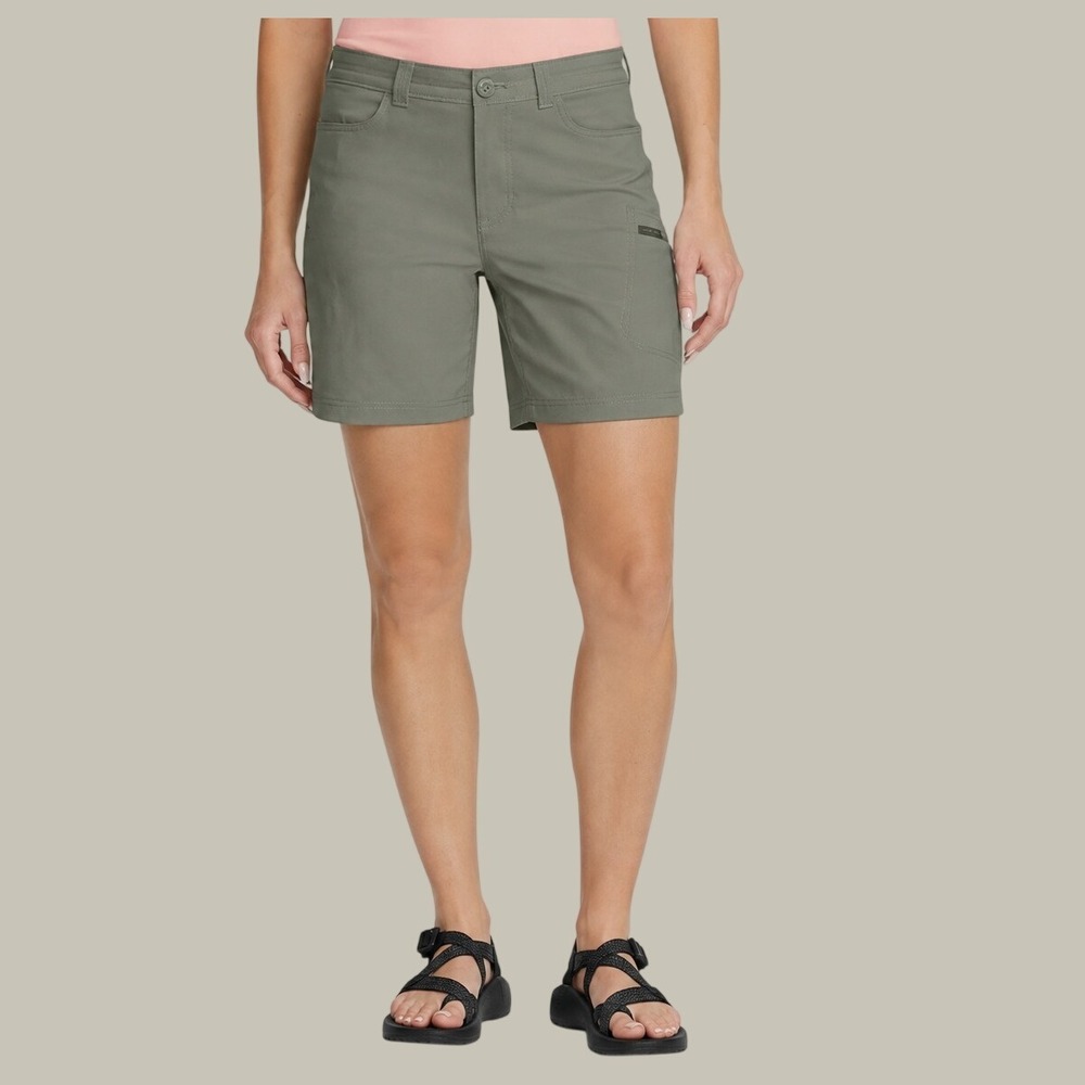 Eddie Bauer Guide Pro Shorts Olive Green Hiking UPF 50+ Stretch Women Size 6 NEW